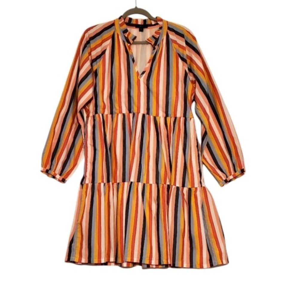 J. Crew Cotton‎ Striped Dress Zipper Lined Size Medium Pockets Women NWOT